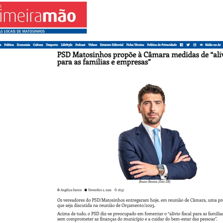 PSD Matosinhos propõe à Câmara medidas de “alívio fiscal para as famílias e empresas”
