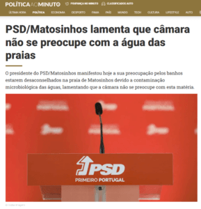 PSD/Matosinhos lamenta que câmara não se preocupe com a água das praias