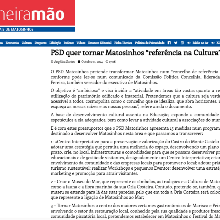 PSD quer tornar Matosinhos “referência na Cultura”