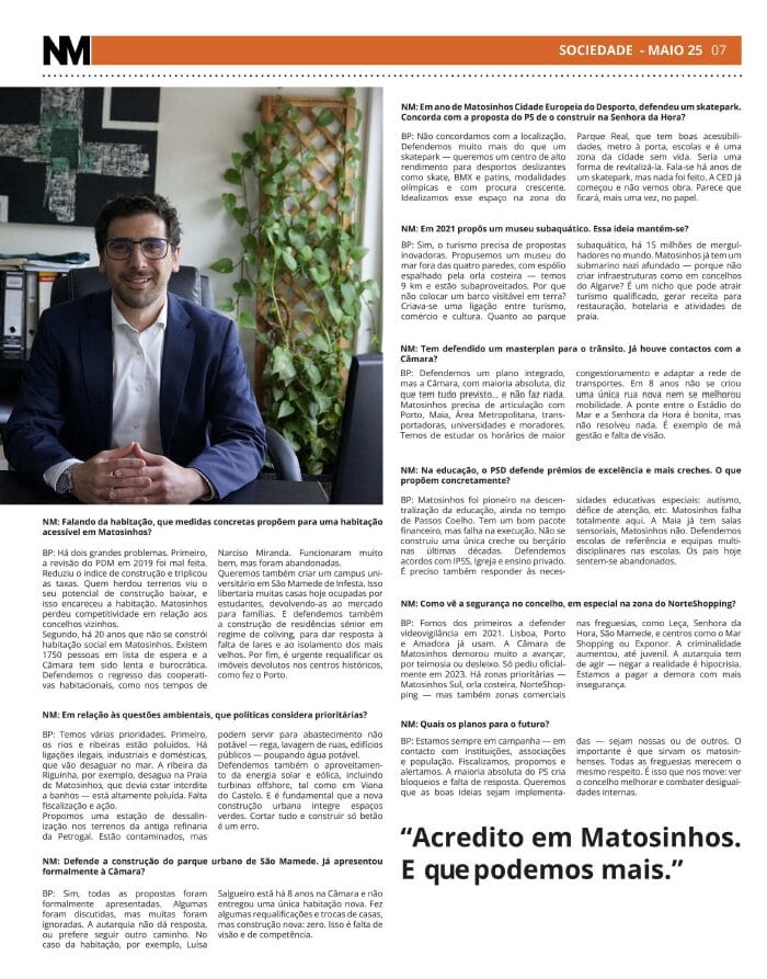 Noticias Matosinhos à conversa com Bruno Pereira